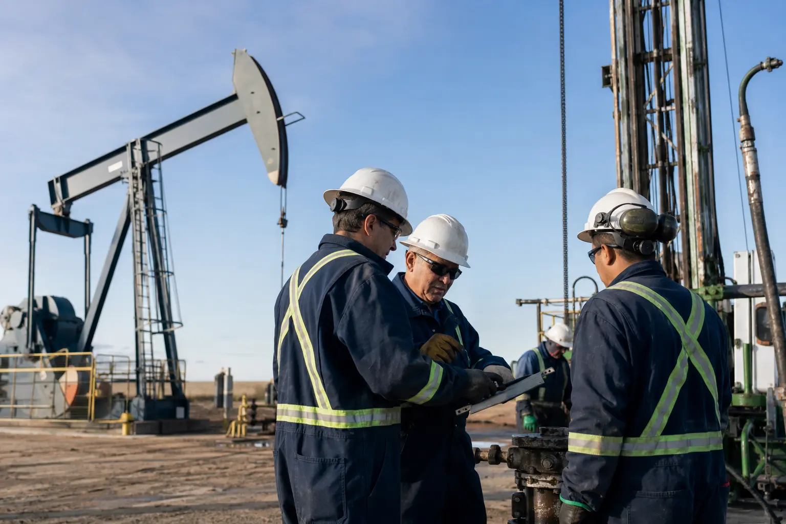 Senior field team reviewing a conventional well intervention